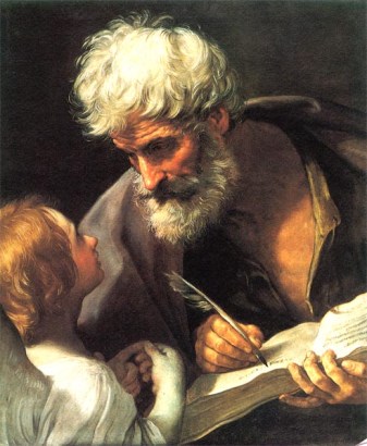 Above: Guido Reni, St Matthew and the Angel (ca. 1640) (Pinacoteca Vaticana) (http://commons.wikimedia.org/wiki/File:Guido_Reni_-_St_Matthew_and_the_Angel_-_WGA19308.jpg)