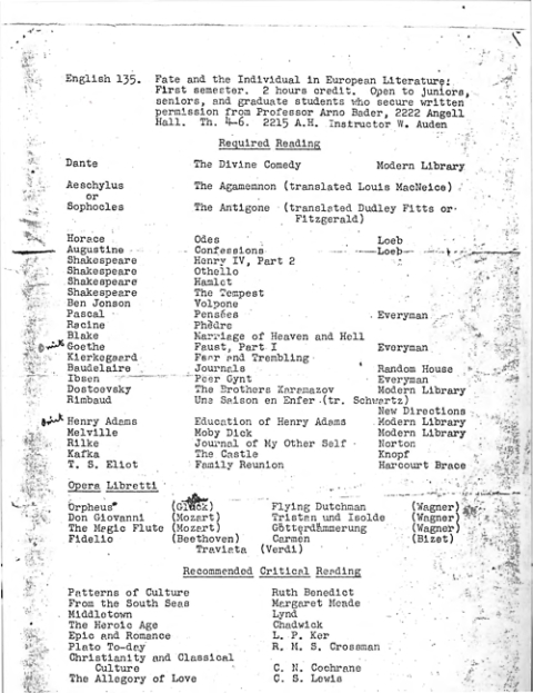 Auden-1941 Syllabus